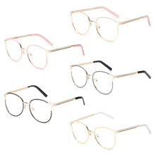 Оптические очки модные ретро в форме кошачьих глаз металлические оправа с прозрачными линзами женские мужские очки NoEnName_Null