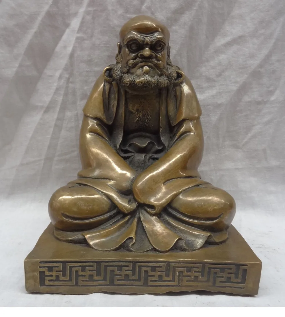 

bir 003594 9" Tibet Bronze Buddhism Joss Arhat Seat Damo Bodhidharma Dharma Buddha Statue