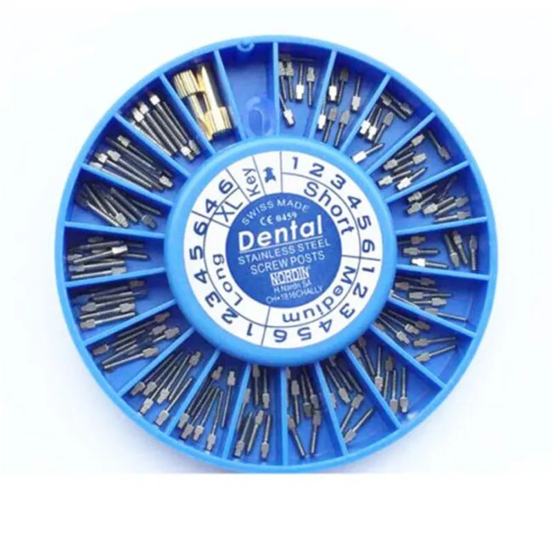 120pcs Conical Nordin Dental Tapered Screw Posts Kits Refills Files with 2 Key Root Canal Nail