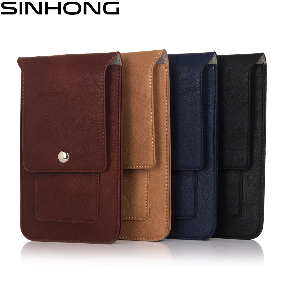 6.3 Inch Universal Pu Leather Cell Phone Belt Holster Card Slot Bag