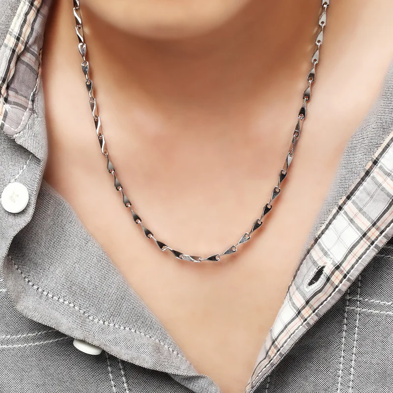 

100% Sterling Silver Necklaces Men's Chain Pure Foundation Silver Chain Charm Jewelry 50CM