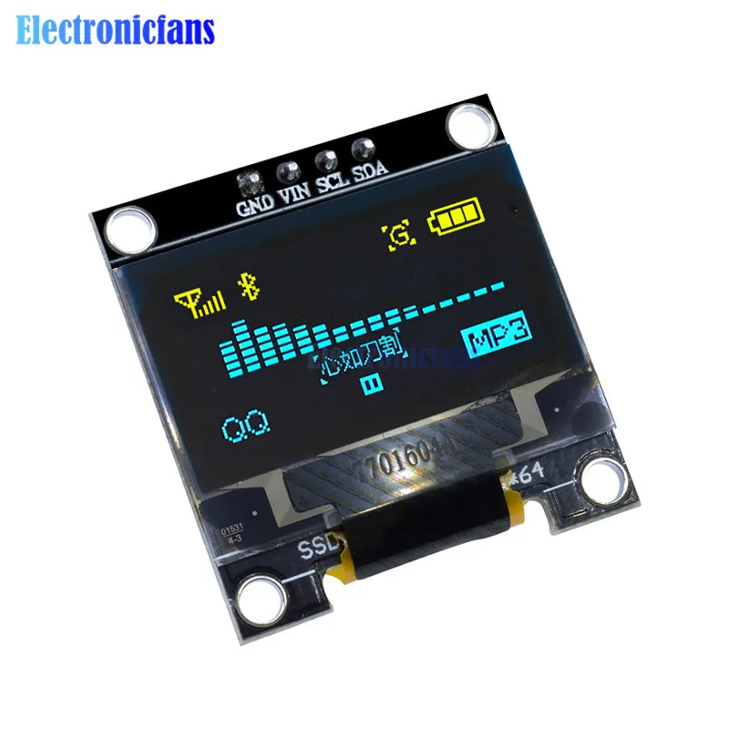 Желтый синий модуль OLED дисплея 0 96 дюйма серийный IIC 128X64 I2C SSD1306 12864 плата с ЖК