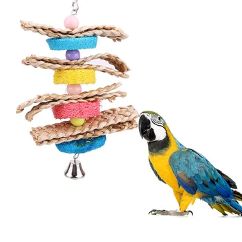 

Parrot Toys Pet Bird Bites Climb Chew Toys Parakeet Budgie Products With Hanging Swing Bell Pet Toy Supplies Bird Supplies