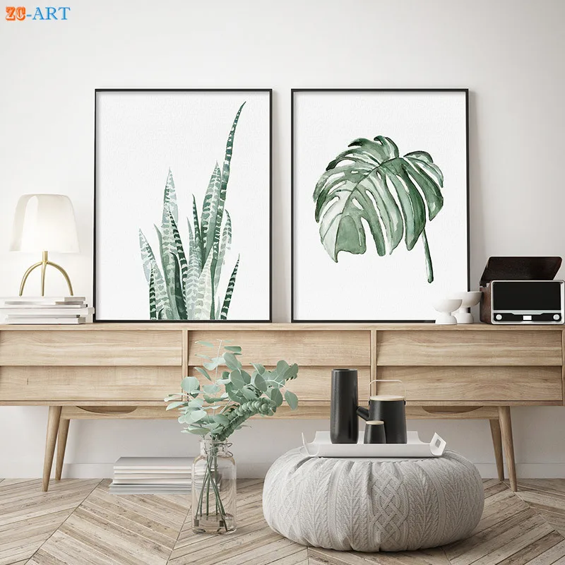 Monstera бамбук папоротник пальмовые принты тропический лист картина зеленый