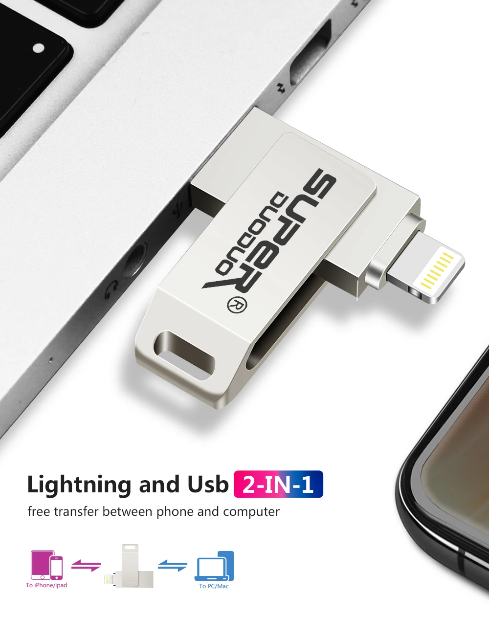 IOS OTG 2 в 1 металлический usb флэш-накопитель 128 ГБ реальная емкость usb 2,0 накопитель 8 Гб 16 Гб Флешка 32 Гб карта памяти 64 ГБ для iphone