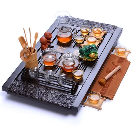 

Wood Tea tray Kung Fu teawar set Complete Set Teapot Teacup Ceramic Purple Sand Simple Household Tea Set gift preferred