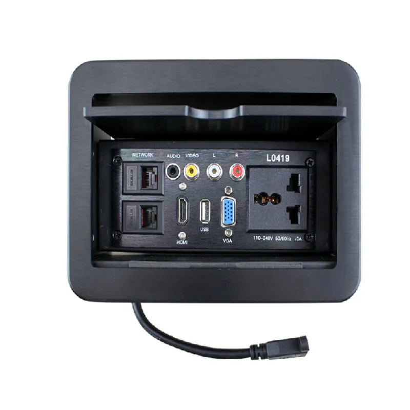 

New Slide Up Multimedia Desktop Socket Hidden Information Box For Hotel HDMI VGA USB Ports Multi-function Socket