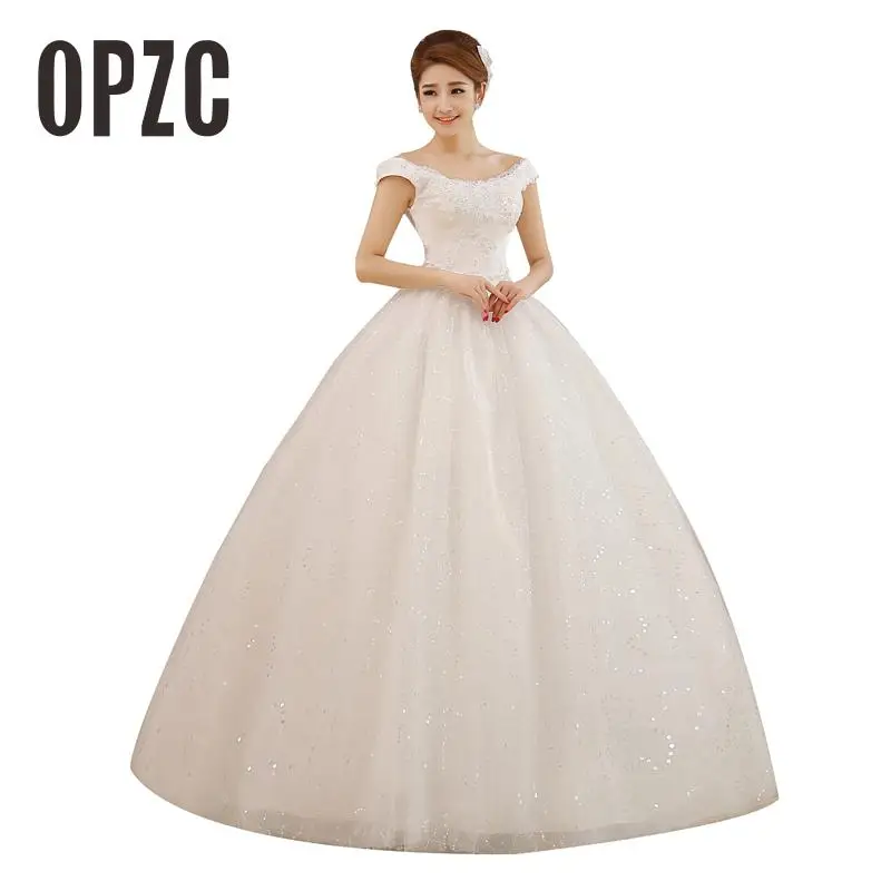 

Cheap Customized New Arrive Korean Style Princess Lace V-neck Wedding Dress Vintage Bridal Gown vestido de noiva Appliques
