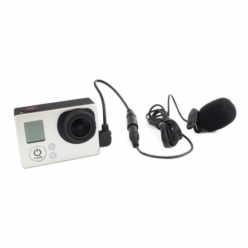 Mayitr 1pc 3.5mm Professional Mini Clip-on Microphone With Adapter Cable Black 17cm for GoPro Hero 3/3+ /4