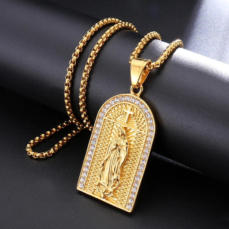 D & Z религиозные Iced Out Bling Christ Jesus золотые ожерелья и подвески цветная цепочка на