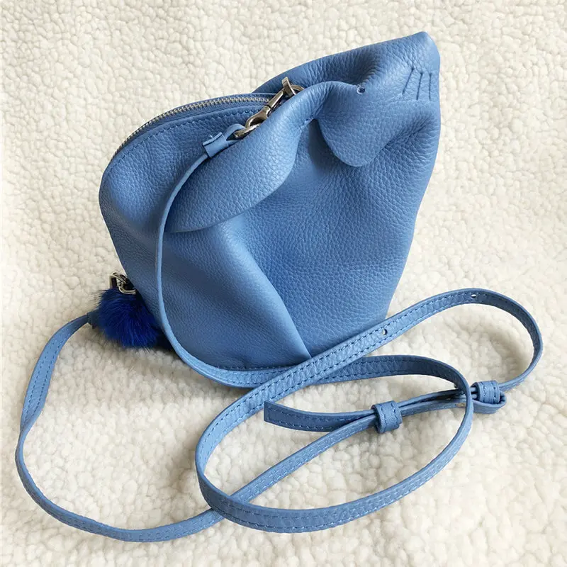 

Trong Genuine leather rabbit bag women's handmade shoulder bag cute bunny shaped clutch purse cross body messenger bags Monogram