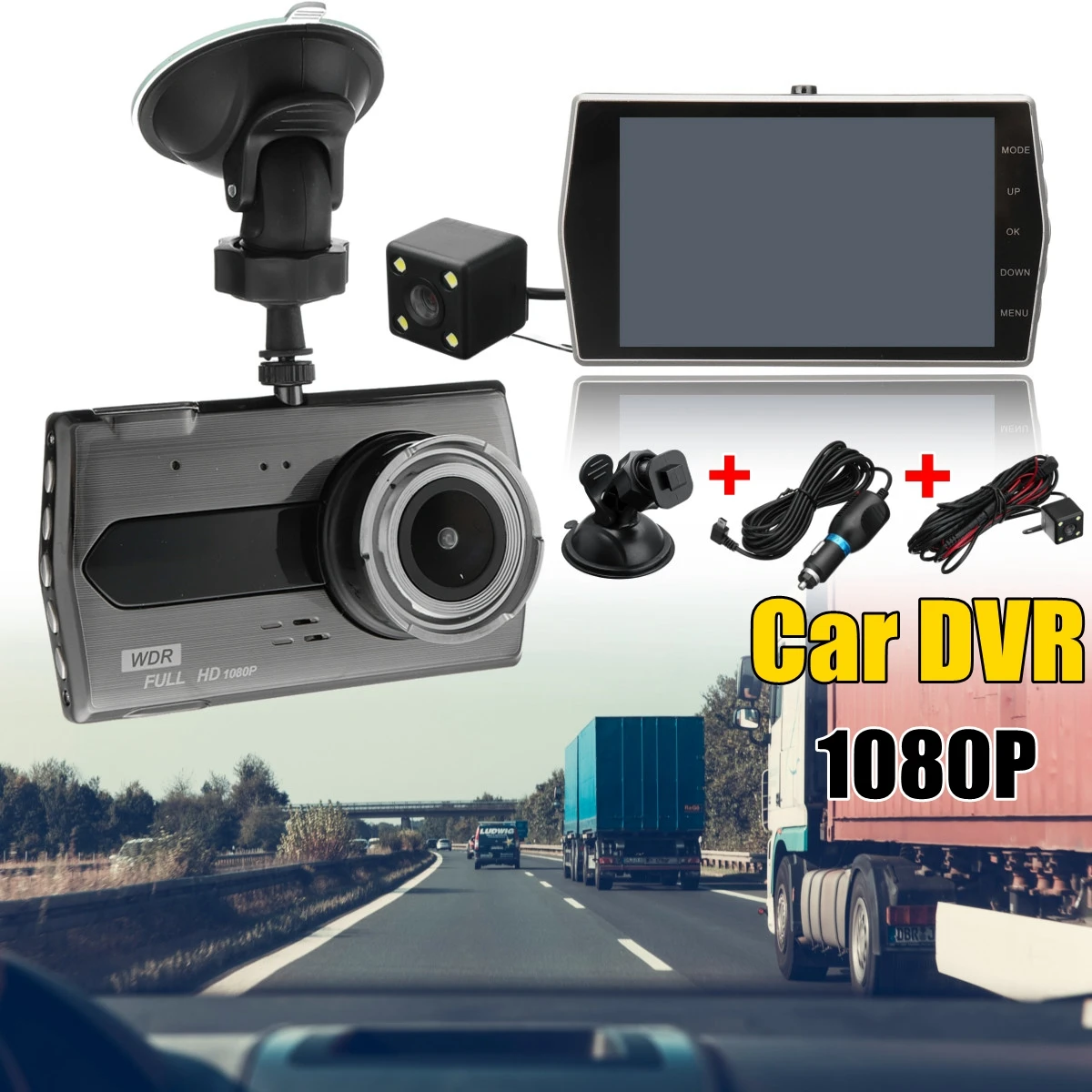 

4 inch Dual Lens Camera HD 1080P Car Vehicle blackbox DVR Video Dash Cam Front Rear Recorder H506 IPS