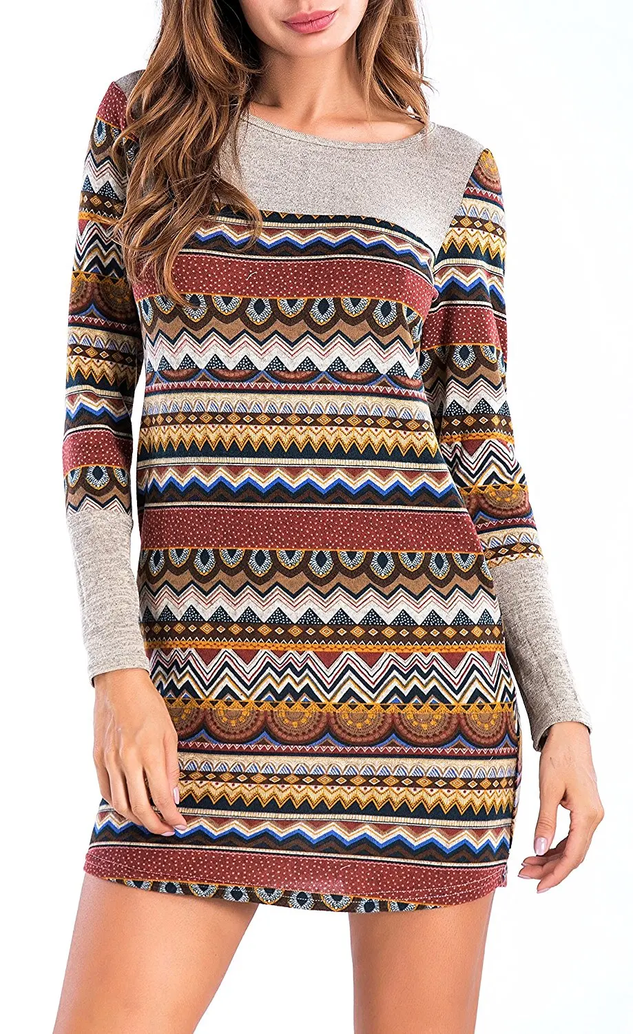 long sleeve striped knit dress