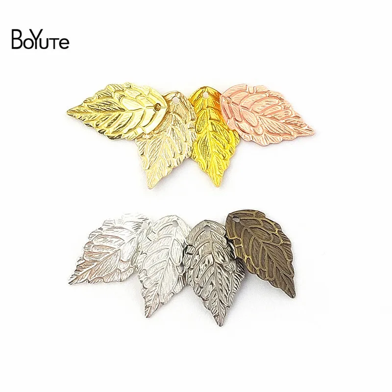 BoYuTe (50 PiecesLot) Metal Brass 1018MM Stamping Leaf Charm Pendants DIY Floating Charms for Jewelry Making (5)