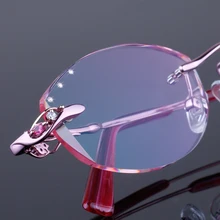 Очки без оправы, алмазная обрезка, очки для женщин, красивый темперамент, очки по рецепту, близорукость, дальнозоркость 28