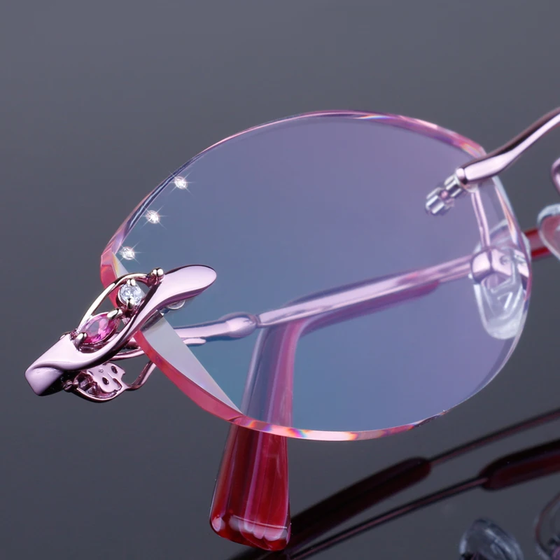 

Rimless eyeglasses diamond trimming eye glasses for women beautiful temperament prescription glasses myopia hyperopia 28