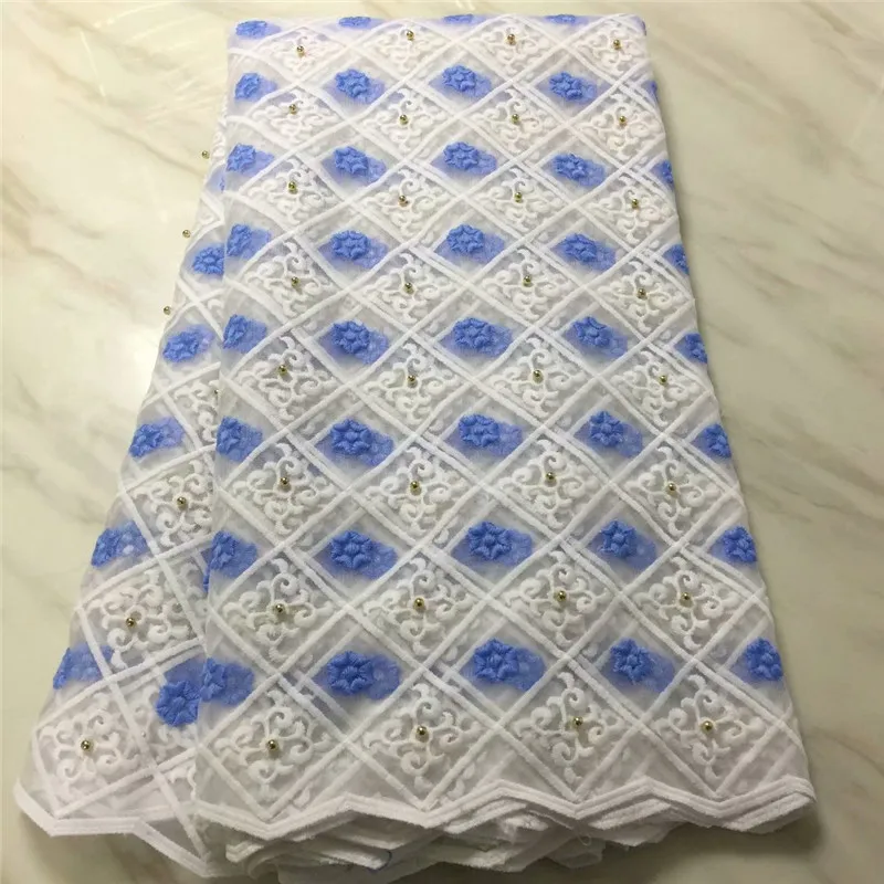 High Quality Swiss Laces With stones African Lace Fabric sky blue Color Tulle 16-9-6pp |