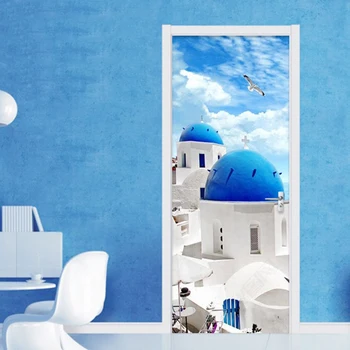 

HD Mediterranean Landscape Mural Wallpaper Living Room Bedroom Door Sticker PVC Self-Adhesive Waterproof Photo Wallpaper Fresco