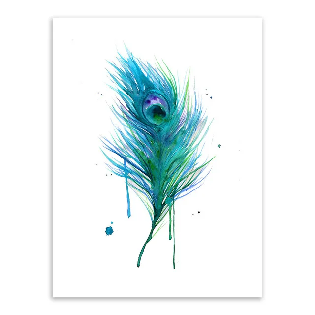 Beautiful Blue Peacock Feather Living Room Wall Art 4