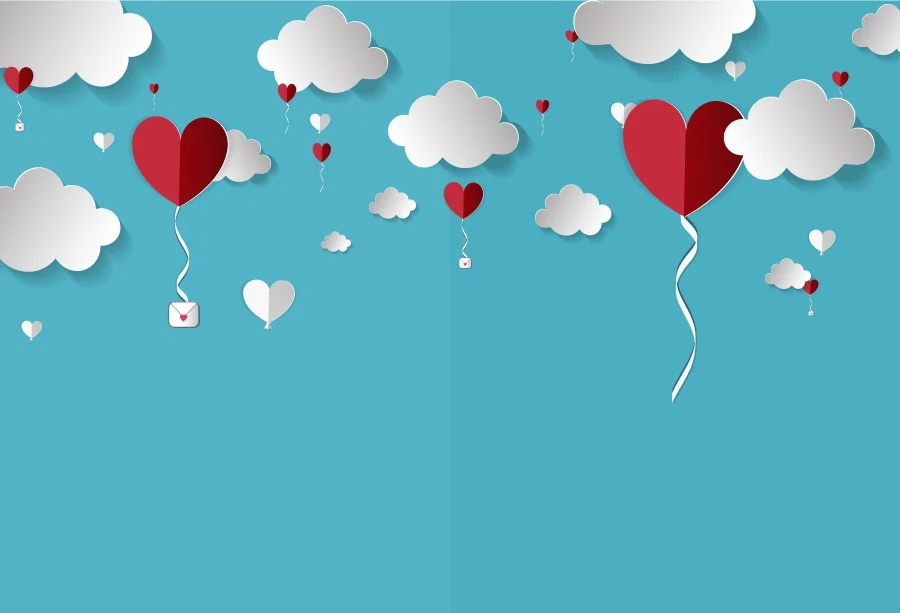 

Laeacco Baby Cartoon Red Love Heart Cloud Party Wallpaper Pattern Photo Backdrop Photographic Background Photocall Photo Studio