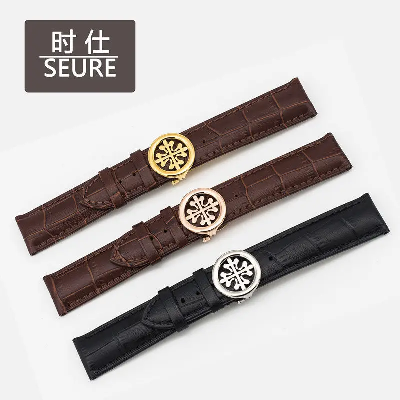 

Shi Shi's cowhide strap on behalf of PP Patek Philippe cowhide strap rose gold folding buckle men and women watch chain