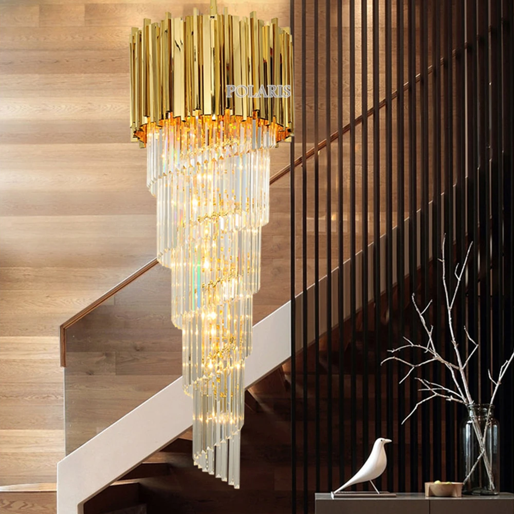 Modern Large Big Hotel Crystal Chandelier Light Luxury Gold Restaurant