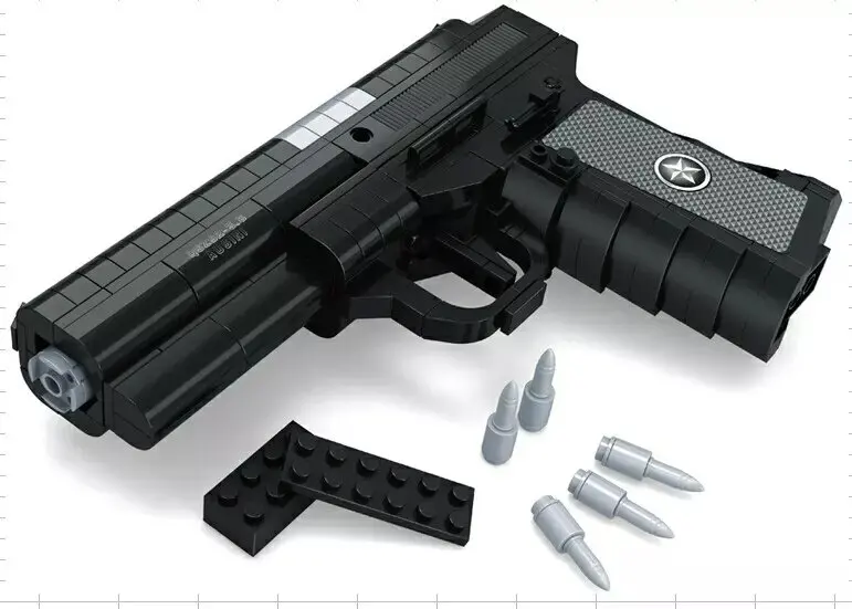 

QSZ92 Semiautomatic Pistol Arms Model 1:1 3D 327pcs Black Model Brick Gun Building Block Set Toy Compatible With Lego