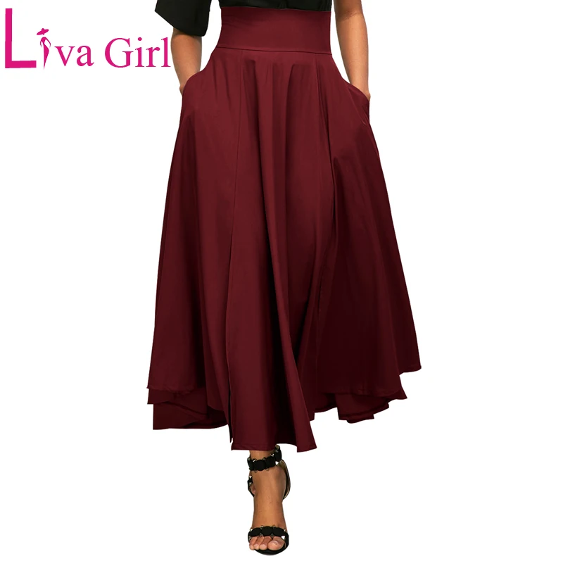 Винтажная юбка макси LIVA GIRL Женская новая весенняя плиссированная длинная с