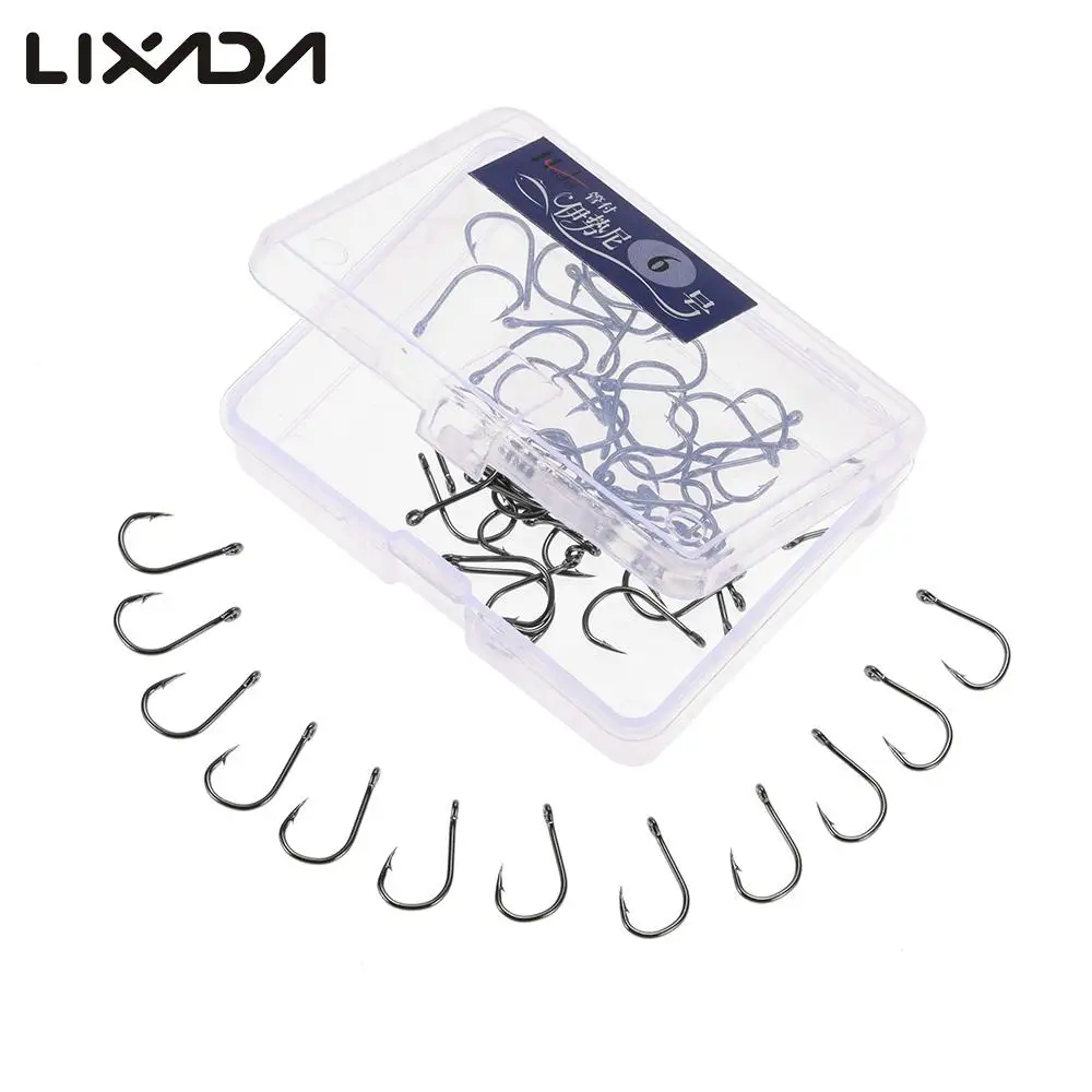 

40Pcs/lot Fishing Hooks Stainless Steel Barbed Hook Fishhooks Sea Fishing Hooks Bulk Sizes 6# - 12#