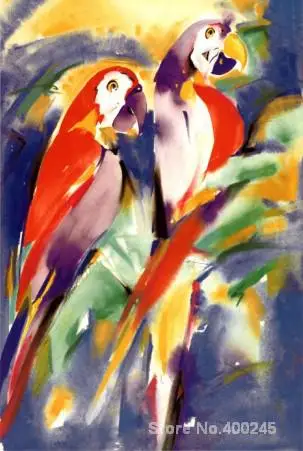 

Art Gift RED PARROTS ON PURPLE oil Painting on Canvas High quality Hand painted