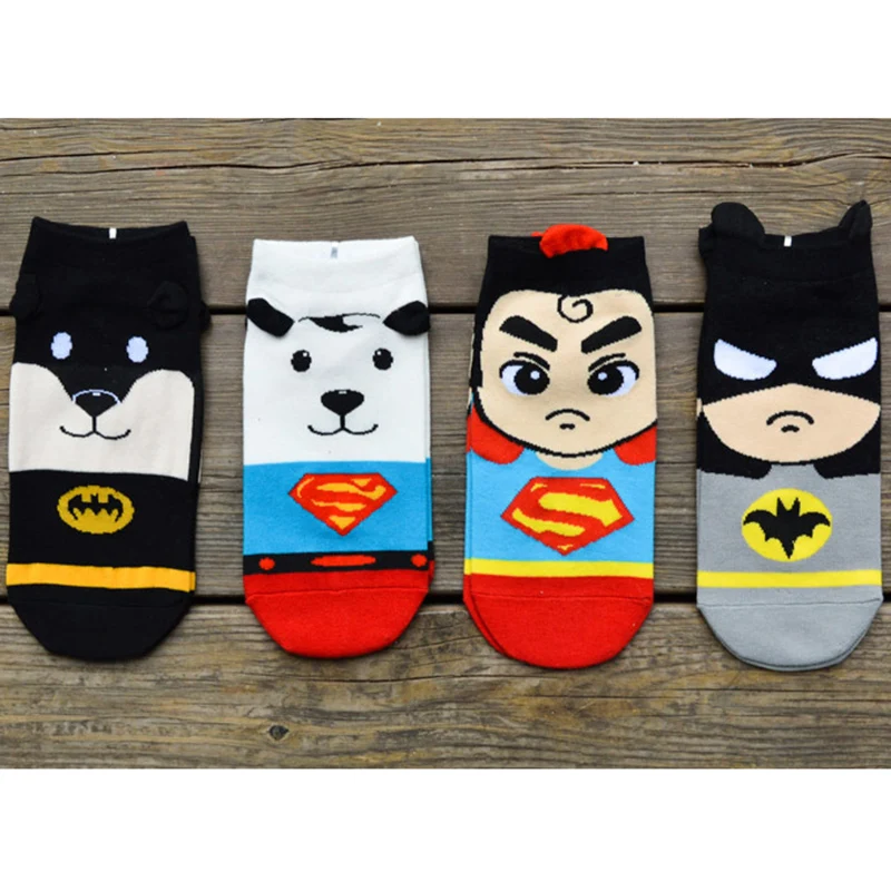 

Lovers Cotton Ankle Socks Marvel Comics Hero Socks Cartoon Batmar American Supermam Cosplay Casual Socks Boat Socks