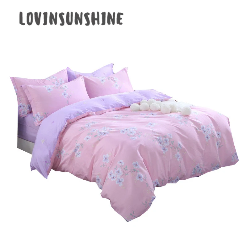 

LOVINSUNSHINE Duvet Cover Set Cotton Bed Sheet And Pillowcase Cartoon Flower Print Comforter Quilt Set AB#9
