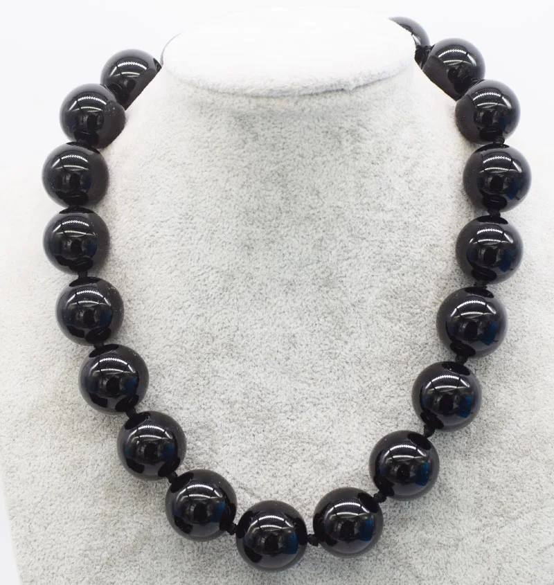 

black agate round 10/12/14/16/18/20mm necklace 18inch wholesale beads nature FPPJ woman 2017