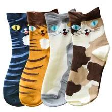 Мягкие Мультяшные спортивные носки 3D кошка узор осень-зима Хлопковые гольфы для женщин пол носки, подарок на Рождество