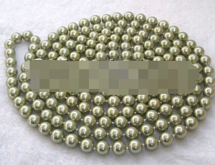 

FREE SHIPPING>>>@@ > 3105 perfect round green south sea shell pearl necklace