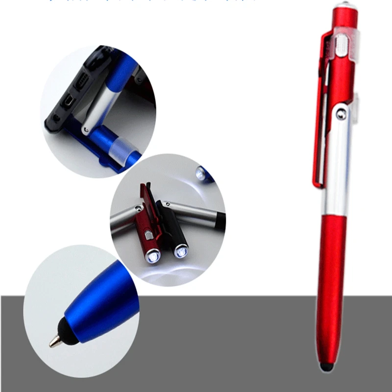 Sale 500pcs/lot 4 in 1 Multi-function Led flashlight Torch ballpoint pen cellphone holder Touch ballpen capacitive stylus 1