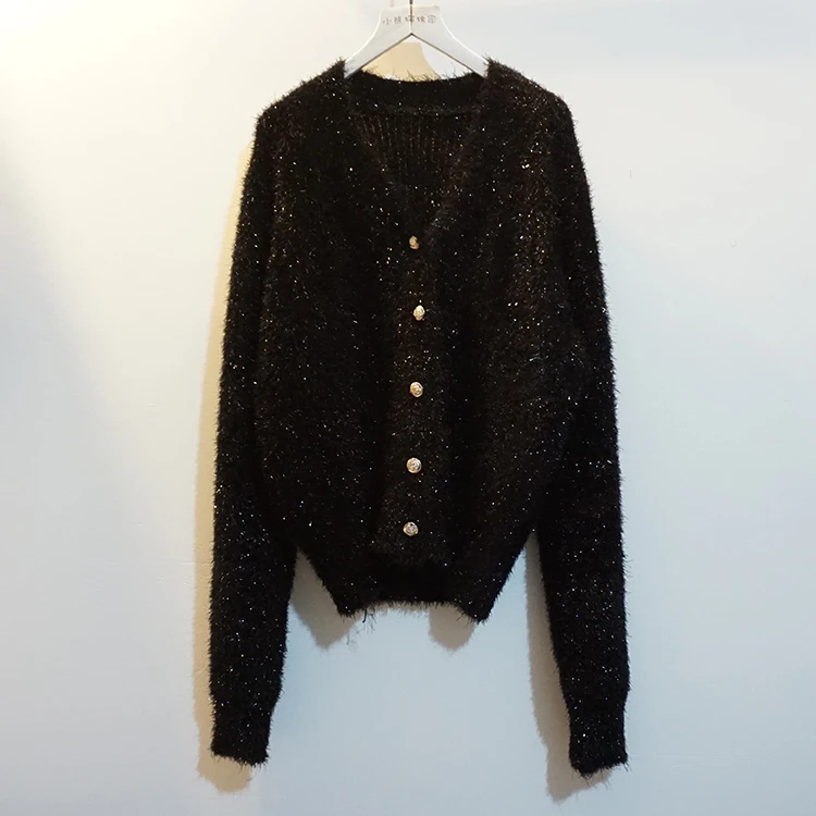 Cakucool Women Spring Gold Lurex Sweater Bling