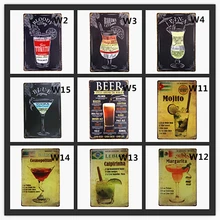 Mojito коктейльное меню винтажная жестяная вывеска бар Настенный декор клуб металлические поделки домашний Декор Бар Паб настенные таблички художественный плакат