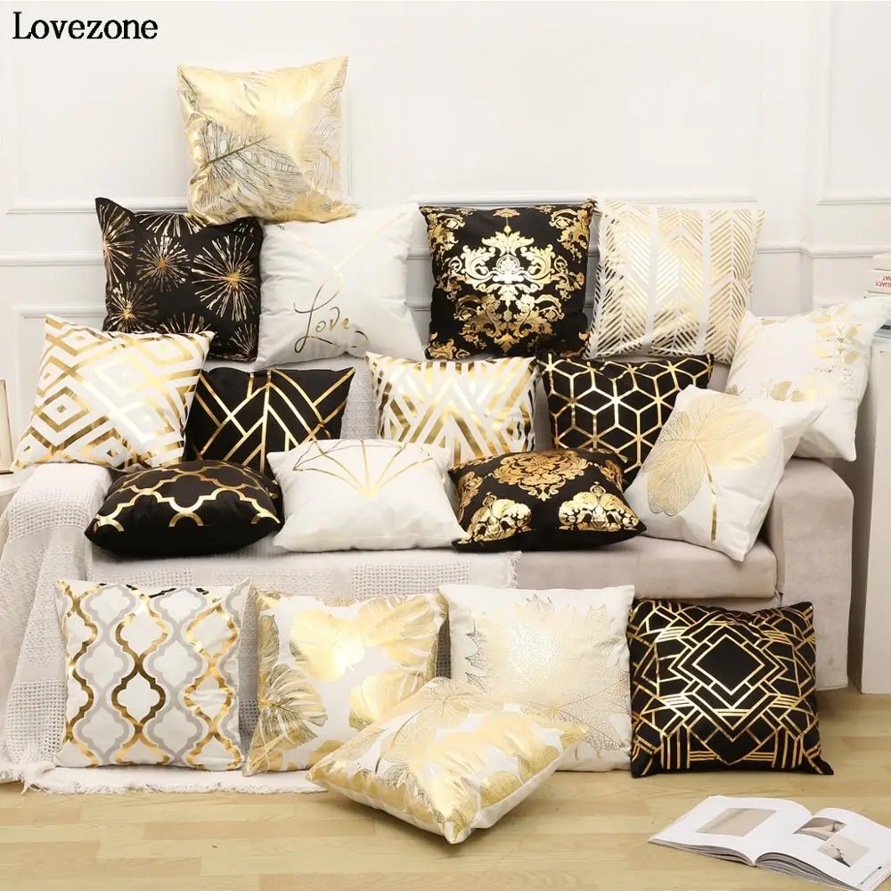 

Top quality Bronzing Cover Cushion Gold Printed Decorative pillows Case Cushions Home Decor Cover Cushion For Sofa Throw Pillows
