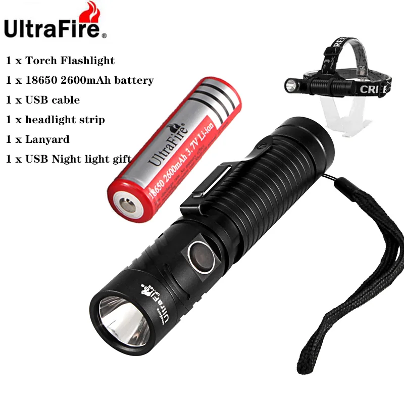 Ultrafire UF 168 18650 USB зарядка факел фары CREE XM LT6 1200LM светодиодный рабочий свет Магнитный