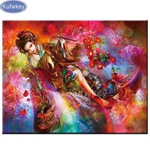 DIY фото на заказ, японская алмазная живопись вышивка крестиком 5D полная мозаика Алмазная Вышивка кимоно Женский Декор для спальни