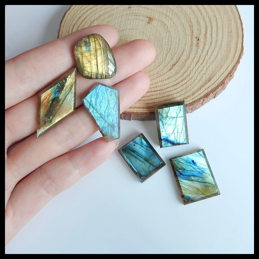 

On sale!!Hight quality 6 PCS Labradorite set Gemstone Teardrop diy necklace Cabochons,36x17x4mm,21x20x5mm,20.9g