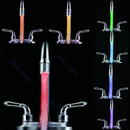 F85 3pcs lot Glow LED Light Faucet Tap Water Shower Automatic 7 Colors Changing A6