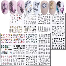 24 шт, смешанные цвета, с цветочным принтом пикантные леопардовые Набор наклеек для ногтей Летняя наклейки с буквами нейл-арта, переводятся с помощью воды ползунки Маникюр JIBN1213-1236-1