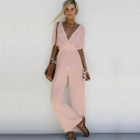 

Solid Autumn Lady Club Overalls jumpsuits Plus Size Female Vestidos Full Length Loose Jumpsuits for Women Rompers Femme FC21