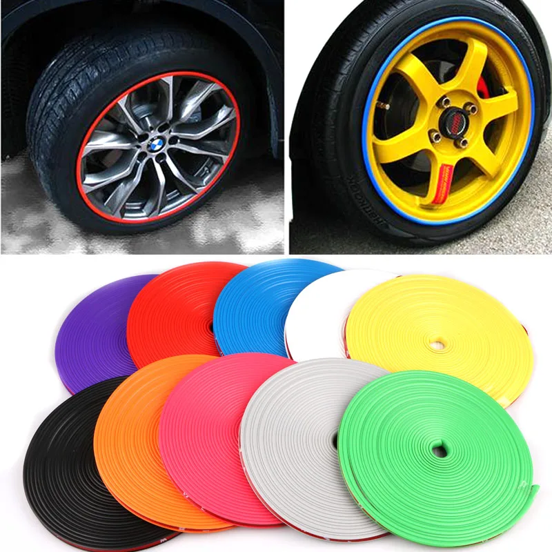 

8M Car Wheel Protector Hub Sticker Car Decorative Strip Auto Rim/Tire Protection Care Covers Rubber Moulding Trim Car-styling