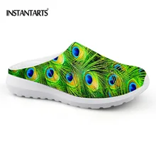Instantarts Новинка летние сетчатые мужские сандалии Перо 3D печать Slip-On Шлёпанцы для женщин мужской Повседневное дышащая пляжная вода любовника Обувь