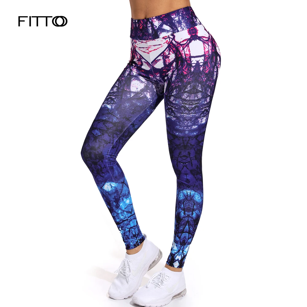 

FITTOO Autumn winter Leggings Hot Sell Women's Colorful Purplr blue Leggins Digital Print Pants Stretch High Waist Trousers