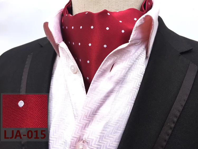 Cravat Ascot Neck-tie Polka Dot Paisley Silk Ties Red Bule Fashion British gentleman scarf Cravat Suit for Men Business Party