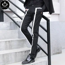 27-44 Новинка Мужская одежда Мода Большие размеры осенние и зимние тонкий все матч мужской Повседневные штаны, брюки певица костюмы